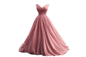 Elegant pink evening gown with a sweetheart neckline and flowing skirt, perfect for formal occasions and glamorous events. png