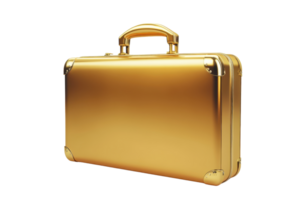 Elegant gold briefcase isolated on transparent background. Perfect for business, finance, and luxury-themed stock photo projects. png
