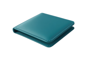 Elegant blue leather wallet with clean stitching, minimalist design, perfect for all occasions. Ideal for style-conscious individuals and gift purposes. png