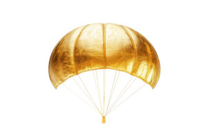Golden parachute symbolizing safety and wealth. Perfect for financial, business, and success concepts. Ideal for stock photography use. png