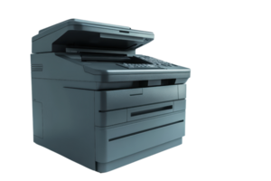 Modern multi-function printer and copier on transparent background. Ideal for office or home use with scanning and printing capabilities. png
