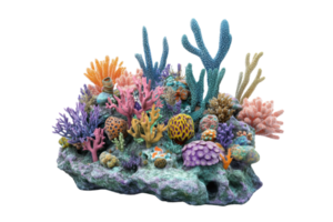 Vibrant coral reef with colorful marine life and various coral species in a diverse underwater ecosystem. png