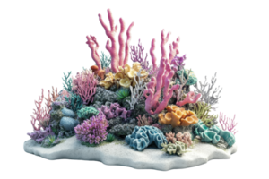 Vibrant underwater coral reef ecosystem showcasing colorful corals and marine life in a stunning, natural sea environment. png