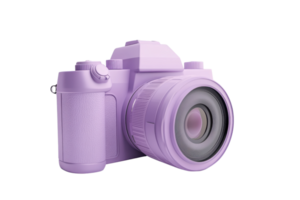 Stylish purple digital camera on a transparent background. showcasing modern design and technology for photography enthusiasts. png
