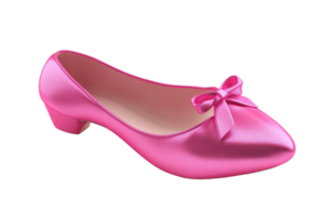 Elegant pink satin flat shoe with a decorative bow, perfect for stylish and comfortable occasions. A chic addition to any wardrobe. png