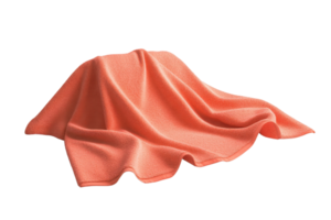 Elegant orange fabric gracefully draped in soft folds, showcasing texture and color, perfect for design or textile projects. png
