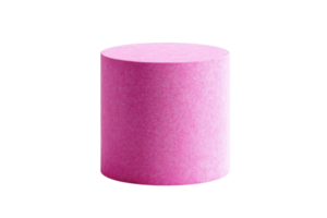 Vibrant pink cylinder with a smooth texture, isolated on a transparent background. Perfect for design elements and creative projects. png