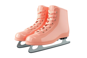 Pair of pink ice skates with laces on a transparent background. perfect for winter sports, ice skating, and recreational activities. png