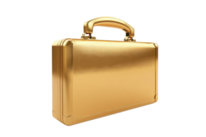 Luxurious golden briefcase isolated on transparent background. Premium business concept with an elegant and stylish golden accessory. png