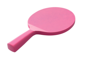 Close-up of a pink table tennis paddle isolated on transparent background. showing vibrant color and sleek design, ideal for sports equipment inventory. png