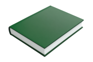 Hardcover green book isolated on transparent background. Perfect for education, learning, reading, and literary topics in various contexts. png