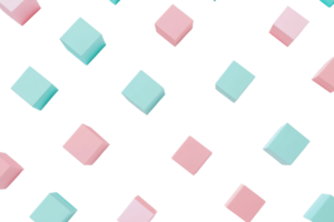 Colorful abstract pattern with pink and blue 3D cubes on a transparent background. creating a vibrant geometric design. Perfect for backgrounds and textures. png