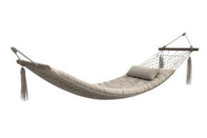 Comfortable hammock with cushion, perfect for relaxing and unwinding outdoors in your backyard or patio. png