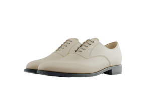 Elegant beige dress shoes for men. Ideal for formal occasions and office wear. High-quality leather with sleek design. Comfortable and stylish. png