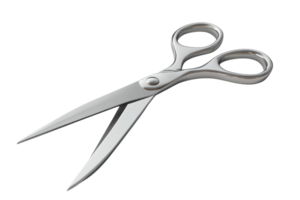 High-quality image of silver scissors isolated on a transparent background. perfect for design and creative projects. png