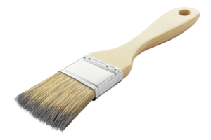 High-quality paintbrush with wooden handle isolated on transparent background. ideal for painting projects and DIY enthusiasts. png