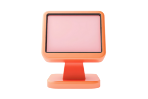 Modern pink and orange computer monitor isolated on transparent background. Minimalist design, ideal for tech-related projects and presentations. png