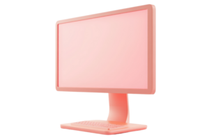Modern pink computer monitor isolated on transparent background. perfect for tech and design projects. png