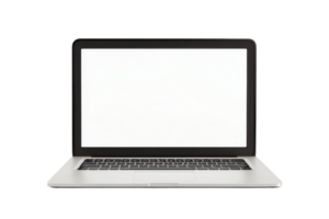 Modern laptop with blank screen on transparent background. perfect for design templates and showcasing digital content. High resolution isolated image. png