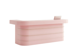 Modern pink reception desk with sleek design and minimalist style, perfect for contemporary interiors and professional settings. png