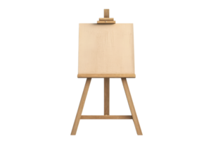 Wooden easel with blank canvas isolated on transparent background. perfect for artists, painters, and creative projects. png