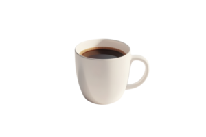 Minimalist white coffee cup with dark coffee, isolated on a transparent background. Perfect for cafes, kitchens, or design mockups. png
