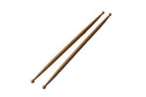 Two wooden drumsticks isolated on a transparent background. Perfect for musicians, drummers, and music enthusiasts. High-quality stock photo. png
