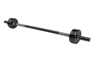 Black barbell with weights isolated on transparent background. ideal for fitness, bodybuilding, and strength training concepts. png
