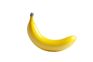 A single, ripe yellow banana isolated on a transparent background. perfect for health, nutrition, and tropical fruit concepts in stock photography. png