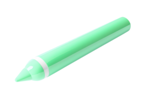 Close-up image of a green crayon isolated on a transparent background. The crayon is new and appears unused, with a sharp tip for detailed coloring. png