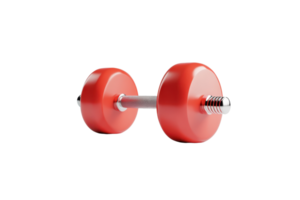 Red dumbbell isolated on transparent background. perfect for fitness, workout, and gym-themed projects. High-quality stock photo. png