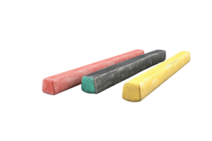 Four colorful sticks of chalk isolated on a clean transparent background. Perfect for school, art, education, and classroom-related projects. png