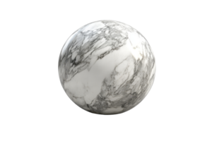 High-resolution image of white marble sphere with realistic veins, perfect for architecture, design projects, or artistic backgrounds. png