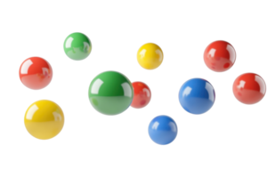 Colorful 3D spheres floating on a transparent background. Vibrant and shiny balls giving a playful and dynamic effect. png