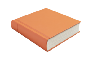 Closed orange book with blank cover and thick pages, perfect for education, literature, study, and academic themes. Ideal for stock images. png