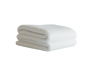 A neatly folded white towel isolated on a transparent background. Perfect for spa, wellness, and home decor themes. png
