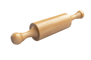 Wooden rolling pin isolated on a transparent background. perfect for baking and cooking projects, featuring a classic cylindrical shape. png