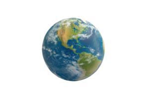 High-resolution image of Earth showing the continents and oceans from a space view. Perfect for educational and environmental themes. png
