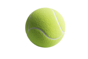 Close-up image of a bright green tennis ball isolated on a transparent background. perfect for sports and recreation concepts. png