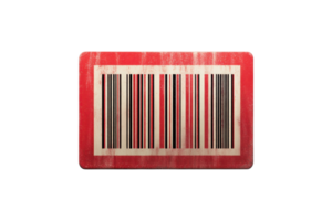 Close-up image of a barcode on a red rectangular object against a transparent background. Perfect for business and inventory applications. png
