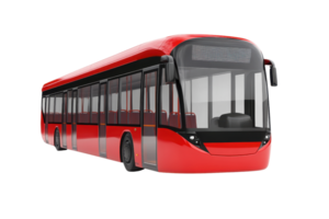 Modern red city bus isolated on transparent background. showing urban public transportation. png