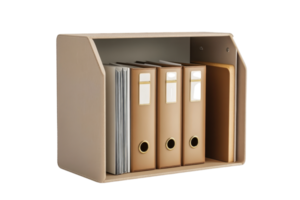 Office document organizer with multiple folders and files, perfect for keeping paperwork tidy and accessible with a minimalist design. png