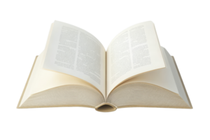 Open book with visible text on transparent background. perfect for education, literature, and knowledge themes in stock photography. png