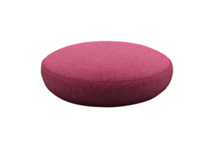 Red round cushion isolated on transparent background. Comfortable and stylish seating solution for home decor and relaxation. png