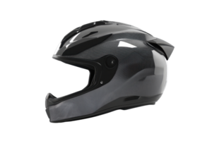 Sleek black motorcycle helmet with a glossy finish, providing safety and style for riders. Essential gear for bike enthusiasts. png