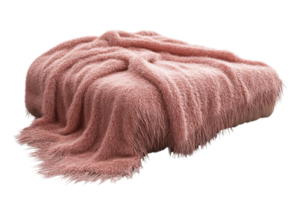 Soft pink fuzzy blanket on a transparent background. Cozy and warm, perfect for home decor, relaxation, and comfort. png