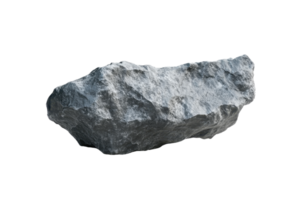 Close-up image of a rough, textured gray stone isolated on a transparent background. showcasing natural geological formation with detail. png
