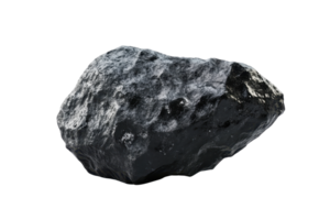 Close-up of a large black coal rock isolated on a transparent background. representing natural resources and fossil fuel energy. png