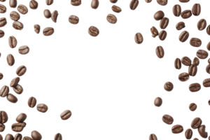 Scattered coffee beans isolated on a transparent background. perfect for coffee-related projects, advertisements, and design elements. png