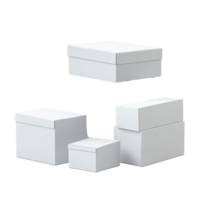 Various transparent boxes stacked on a transparent background showcasing simple and modern packaging design, boxes isolated on transparent background png